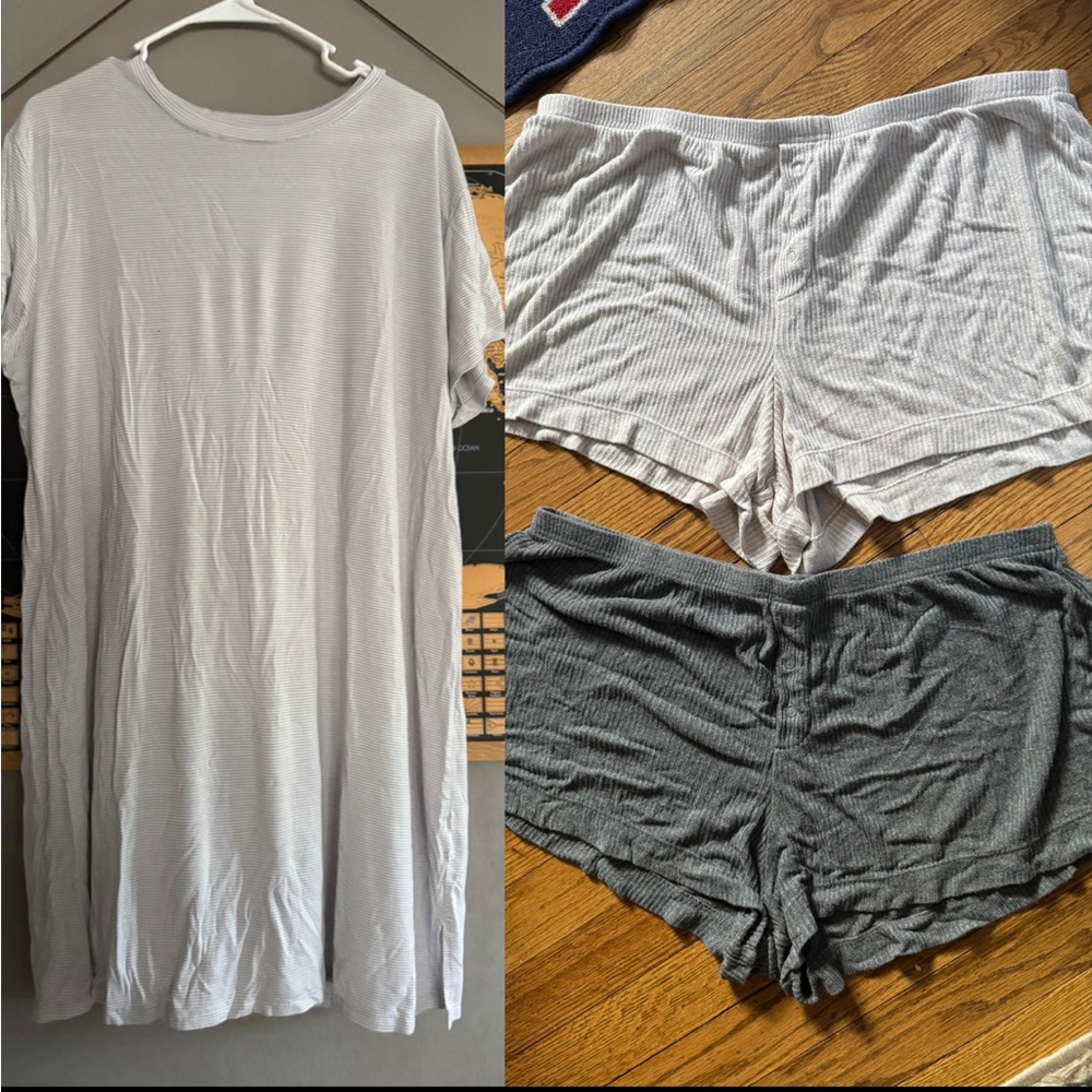 Pajama bundle - 2 shorts and oversized tee/night gown